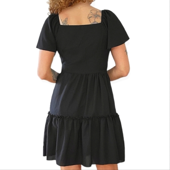 Shein Little Black Dress Size Small Black Tiered Ruffle - Picture 3 of 4